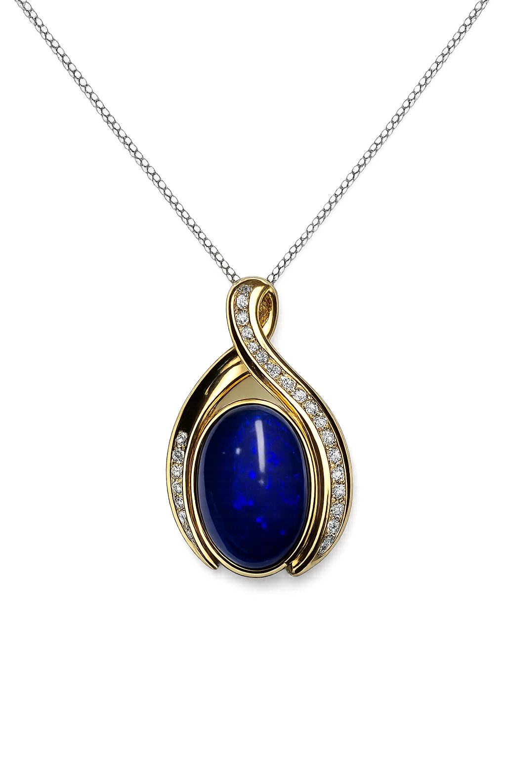 Opal + diamonds pendant Handcraft
