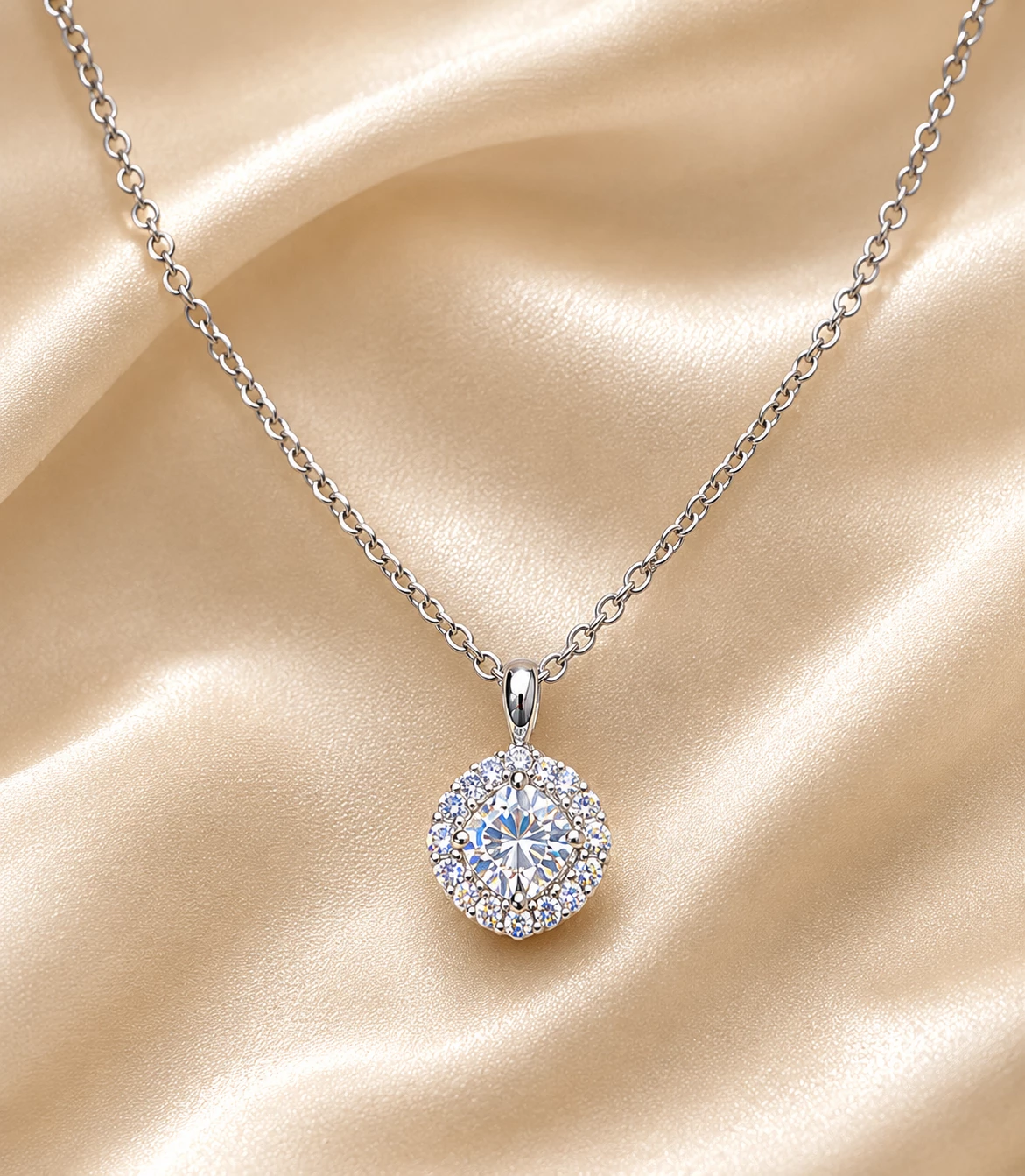 Round dia halo pendant