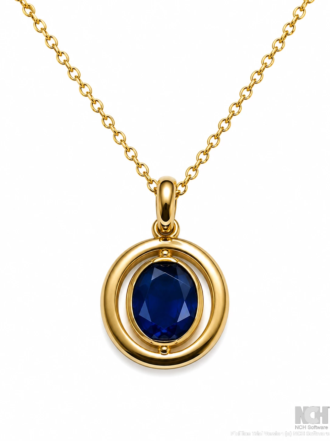 Round Pendant w/ Blue garnet