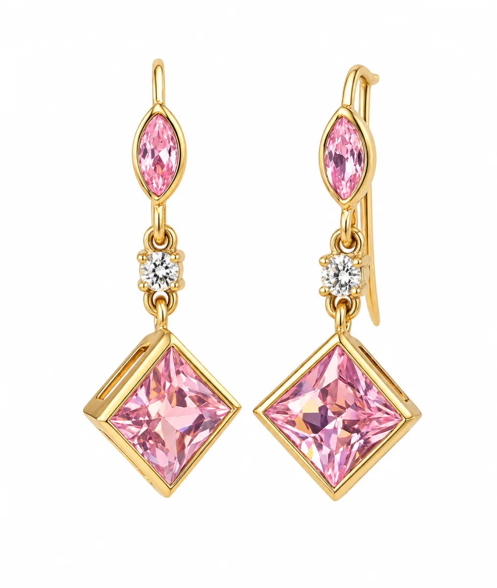 Pink Sapphire Drop Earrings