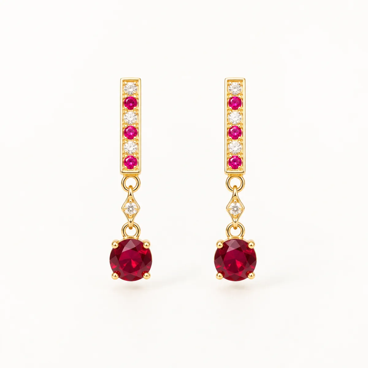 Ruby 0.5ct round cut  one touch finding Earrings