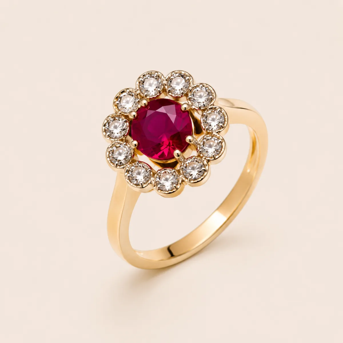 Ruby Daisy Halo Ring